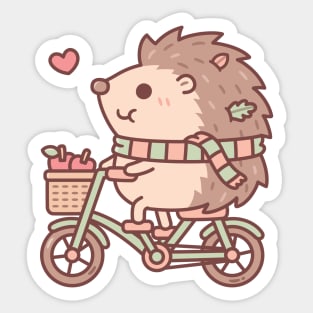 Cute Hedgehog Riding On Bicycle Sticker